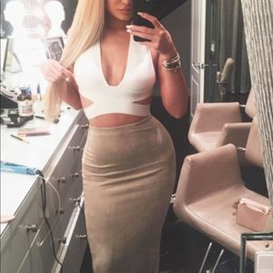 Kylie Jenner white cutout crop top